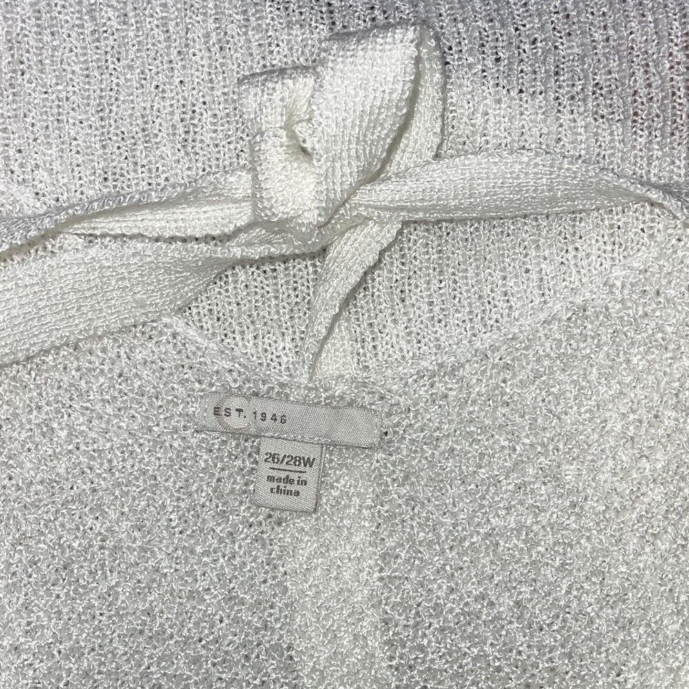 EST. 1946 Elegant White Knit Oversized Ties Back Bat Sleeves Poncho Top 26/28W - Picture 5 of 8